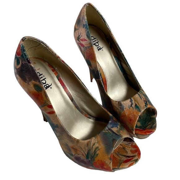 Diba Womens High Heel Stilettos Multi Color Floral Size 9M Floral Woodsy - Picture 1 of 17